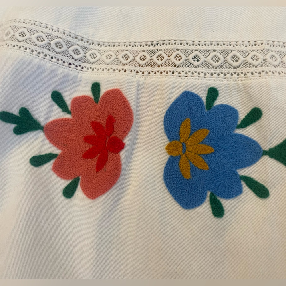 Sezane Georgia Dress. Size 34. Floral Embroidered Maxi Dress. White blue purple - Picture 7 of 9